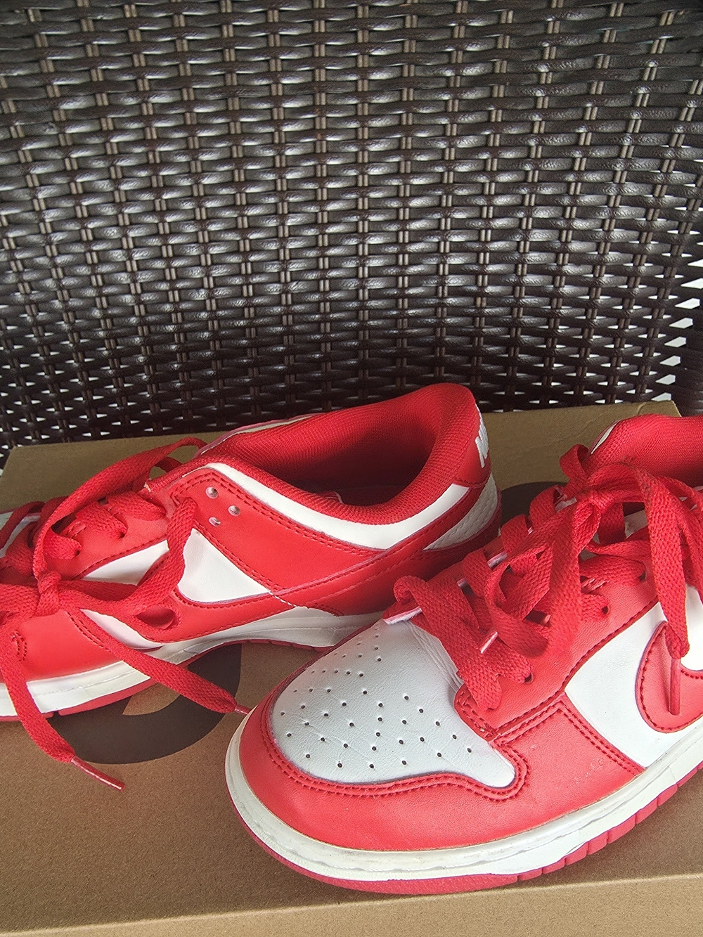 Nike Women's Red and White Low-Top Sneakers
